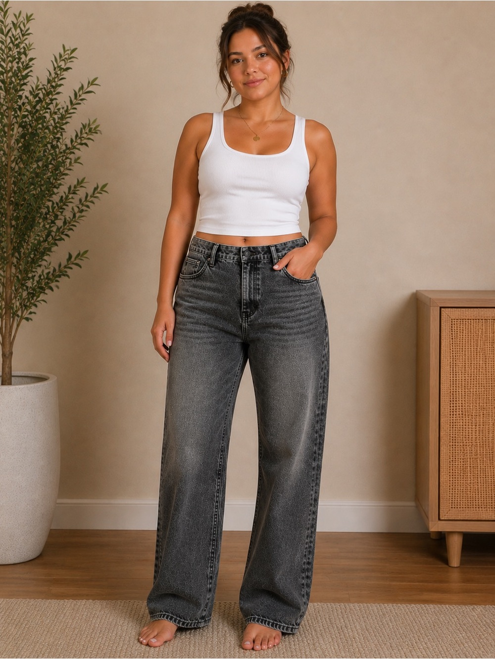 Earnest Sewn Wide-Leg Jeans in Washed Black Acid Washed Relaxed Denim NWT Y2K
